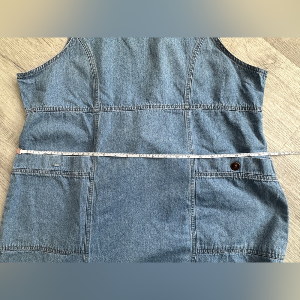 Vintage Cherokee Denim Jumper Dress-Light Wash Denim-Adjustable Straps- Size 18w - Picture 12 of 14